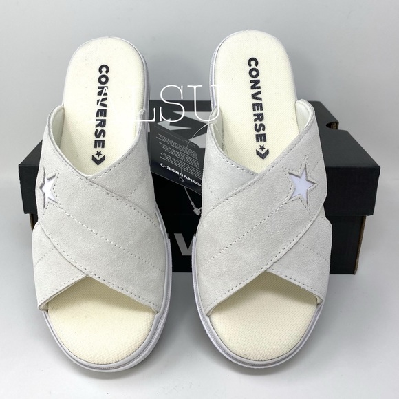 🔥HOT SALE🔥 Converse One Star Womens Size Sandal Slip Suede Egret 564144C - Picture 4 of 7